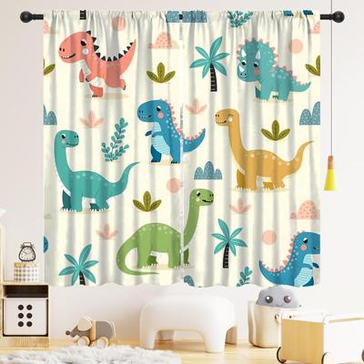 Dinosaur Kids Curtains,Cute Dinosaur Blackout Curtain,Cartoon Dino Pattern Window Treatments Drapes Nursery Boys Girl Bedroom