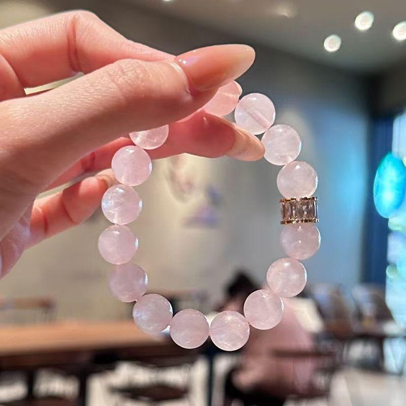 Madagascar Rose Quartz Beaded Bracelet for Women, Niche High-End Original Fashion Versatile Crystal Bracelet