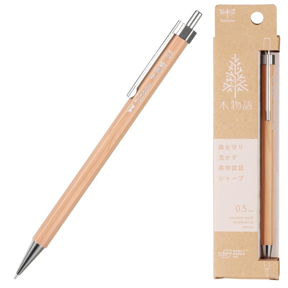 Tombow Pencil Mechanical Ki Monogatari Wooden Pencil, Series, 0.5mm, Barrel, Natural, DHA-151A
