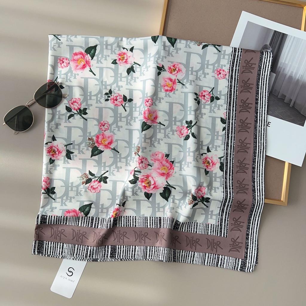 90CM Four Seasons Square Large Square Scarf Luxusná dekoratívna košeľa Profesionálna šatka na hlavu Šál do vlasov Opaľovací krém Šatka na hlavu
