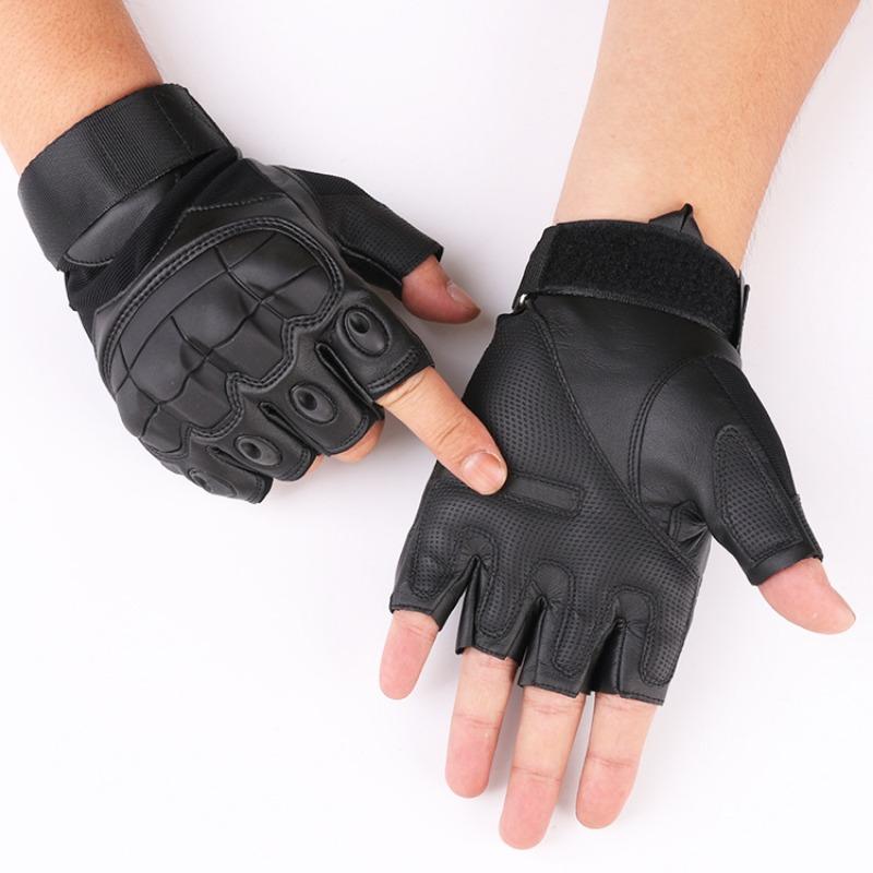 Tactical Gloves Black British Outdoor Riding Military Fans Anti-Cut Field Performance Sports Fitness Hard Shell Half Finger Gloves