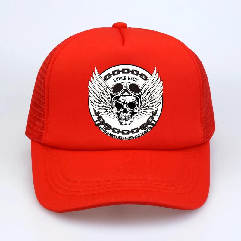 

SUPER RACE Motorcycle Unisex Baseball cap Punk Skull Moto Racing car Dad hat Summer Offroad racing mesh Breathable hat snapback