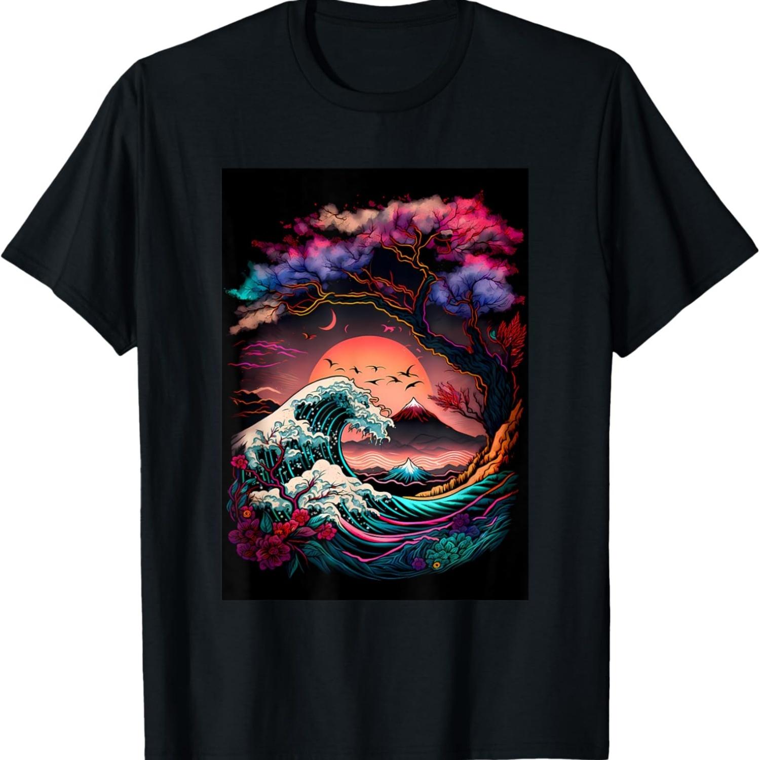 

Japan Nature Cherry Blossom Tori Fuji Spiritual T-Shirt(5) S чёрный