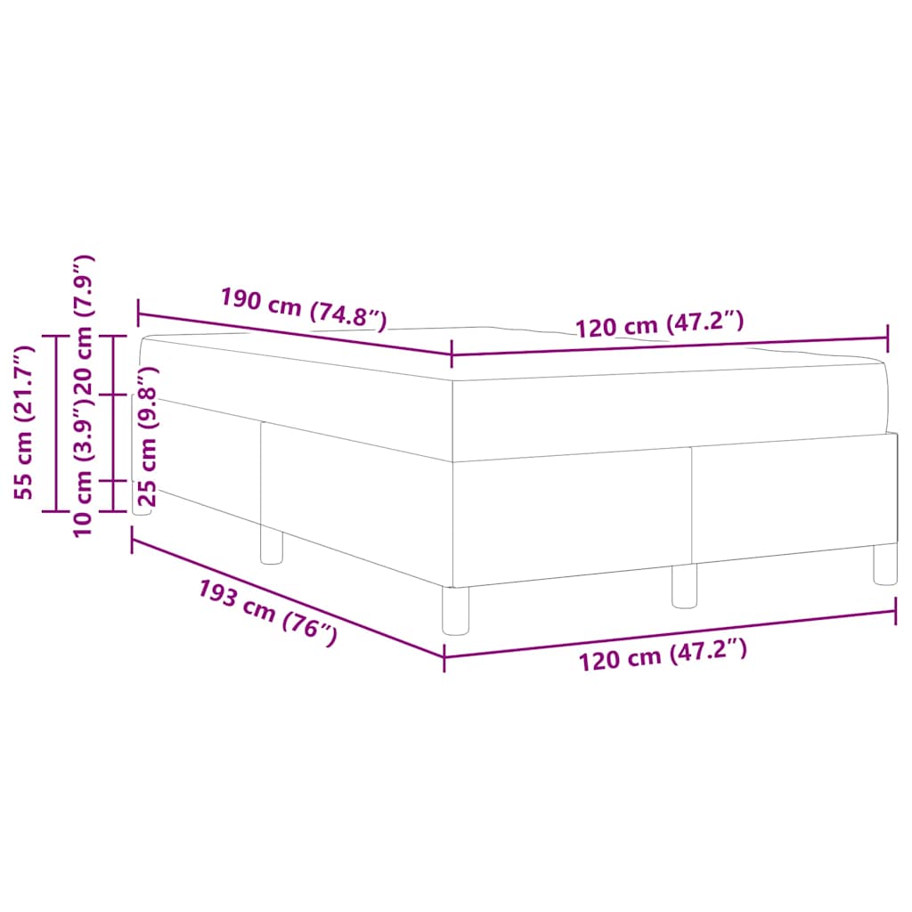 Box Spring Bed Cream 120 x 190 cm Fabric