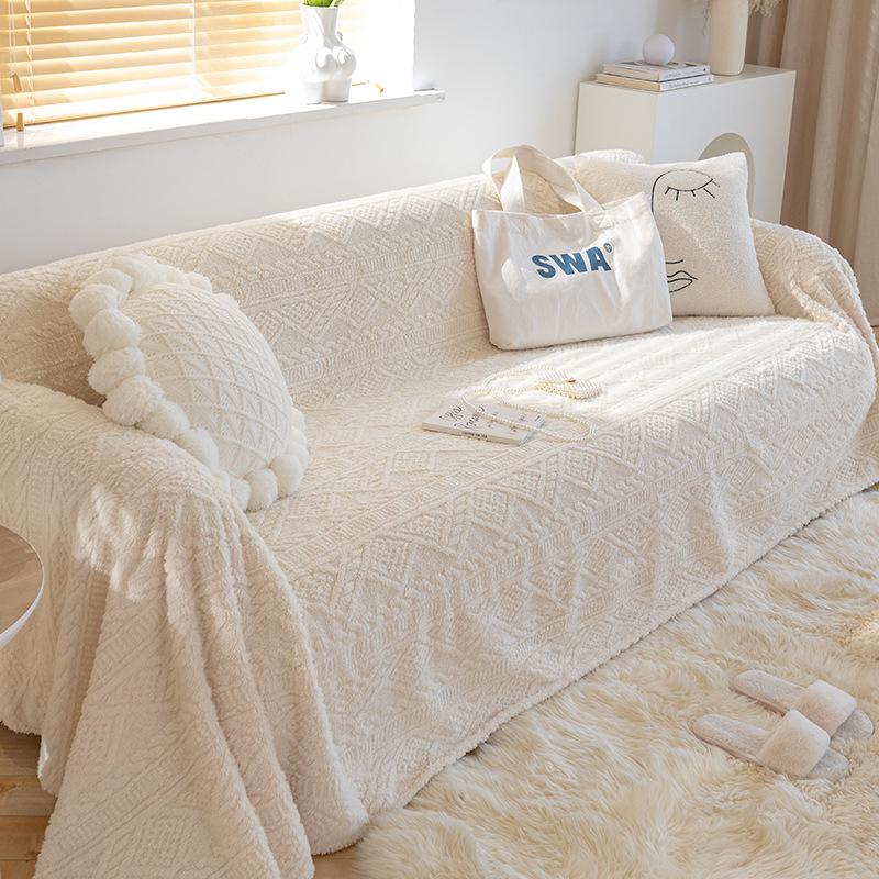 Winter Plush Sofa Cover Full Covered Anti Cat Scratch Blanket Modern Universal Sofa Cushion Cover Soft Warm Towel