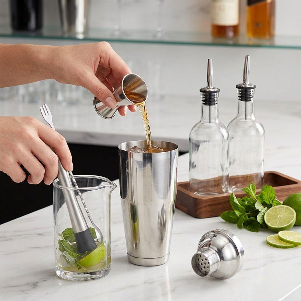 6 piece 750ml Cocktail Shaker Set Stainless Steel Drink Mixing Kit Practical Bartender Kit Bar