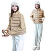 Women's winter stand-up neck cotton-padded clothes splicing sleeves short jacket light and warm solid color cotton-padded jacket direct supply