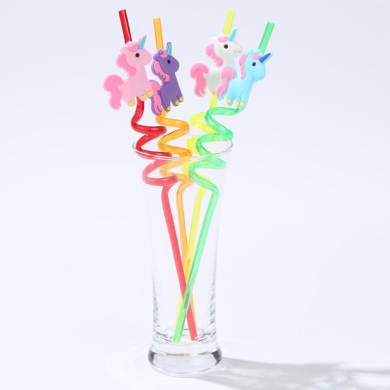 Popular Cartoon Unicorn Animal Art Art Straw Child Birthday Party Drink Decoration Girl