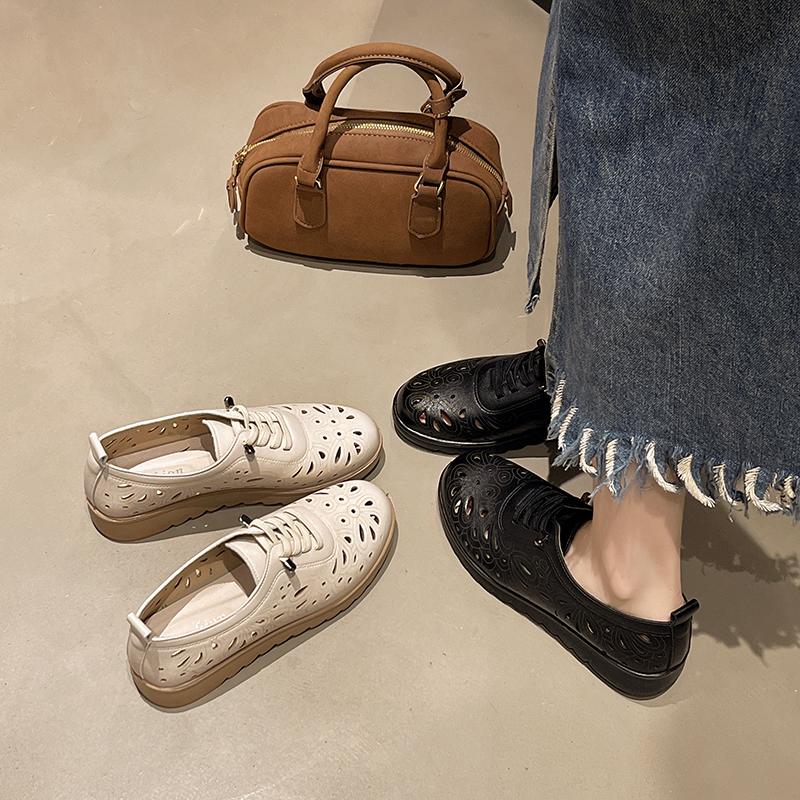 Fashion Leather Summer Loafers Women Casual Shoes Moccasins Soft Pointed Toe Ladies Footwear Women Flats Shoes Beige