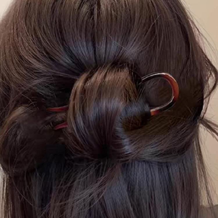 Goat Horn U Shape Hair Comb For Buns Twists Braids Resin Hairpin Updos Hair Holder Hairpin for Women Everyday Wear