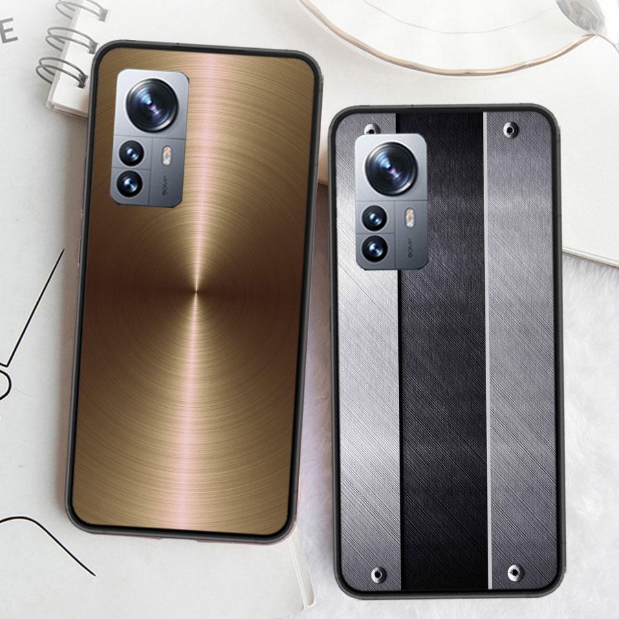 Brushed Metal Texture Steel Print Phone Case For Xiaomi Poco X7 X6 X5 X4 X3 GT NFC M4 M5 Pro 5G M3 Mi F6 F5 F4 F3 F2 F1 Capa Coq