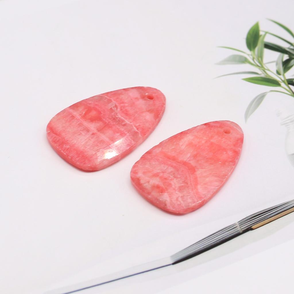 Natural Stone Teardrop Pendant, Striated Pink Crystal Charms for DIY Necklace & Bracelet, Boho Daily Wear Handmade Jewelry Craft Accessory Unisex Gift