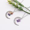 Handmade Crochet Moon Crystal Tassel Grape Cluster Natural Stone Necklace N778