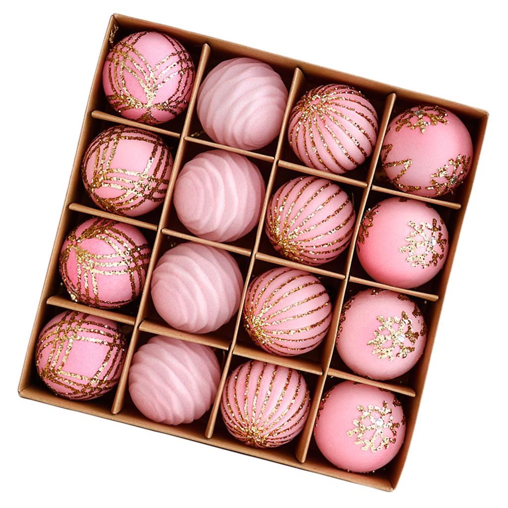 Set of 16 Shatterproof Christmas Tree Baubles Hanging Ornament for Festival Stylish Holidays Home Window Decorations