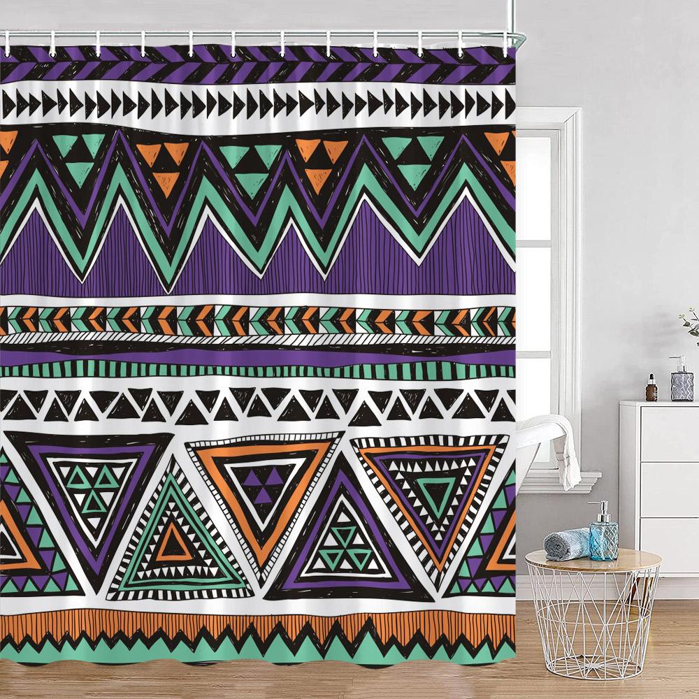 Bohemian Vintage Shower Curtains Mandala Boho Pattern Retro Bathroom Decorations Polyester Bath Curtain With Hooks