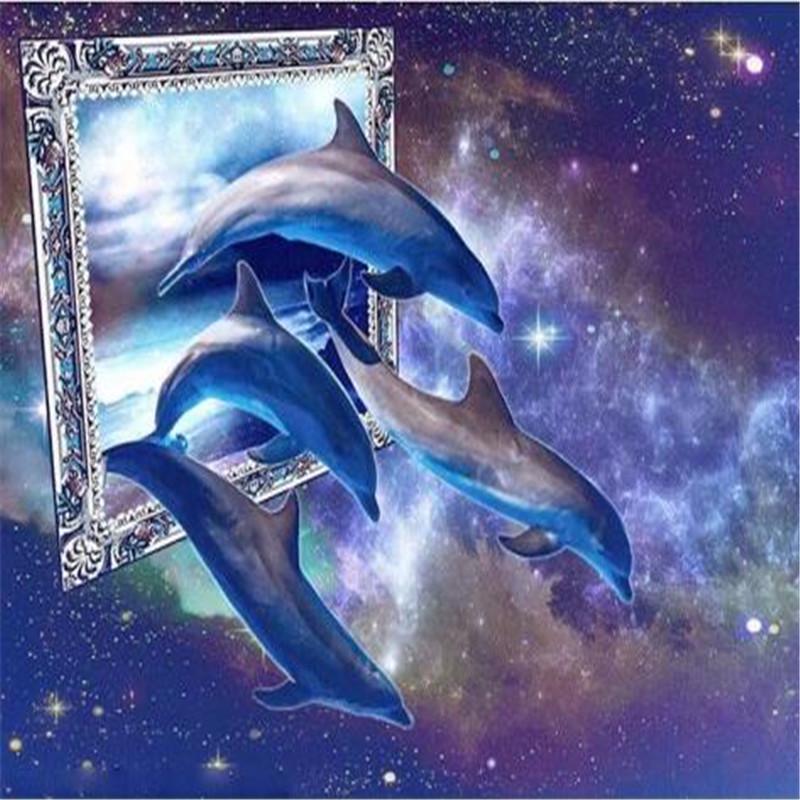 Diamond Painting Kit Full Square Round Drill Starry Dolphin DIY Cross Stitch Home Decor