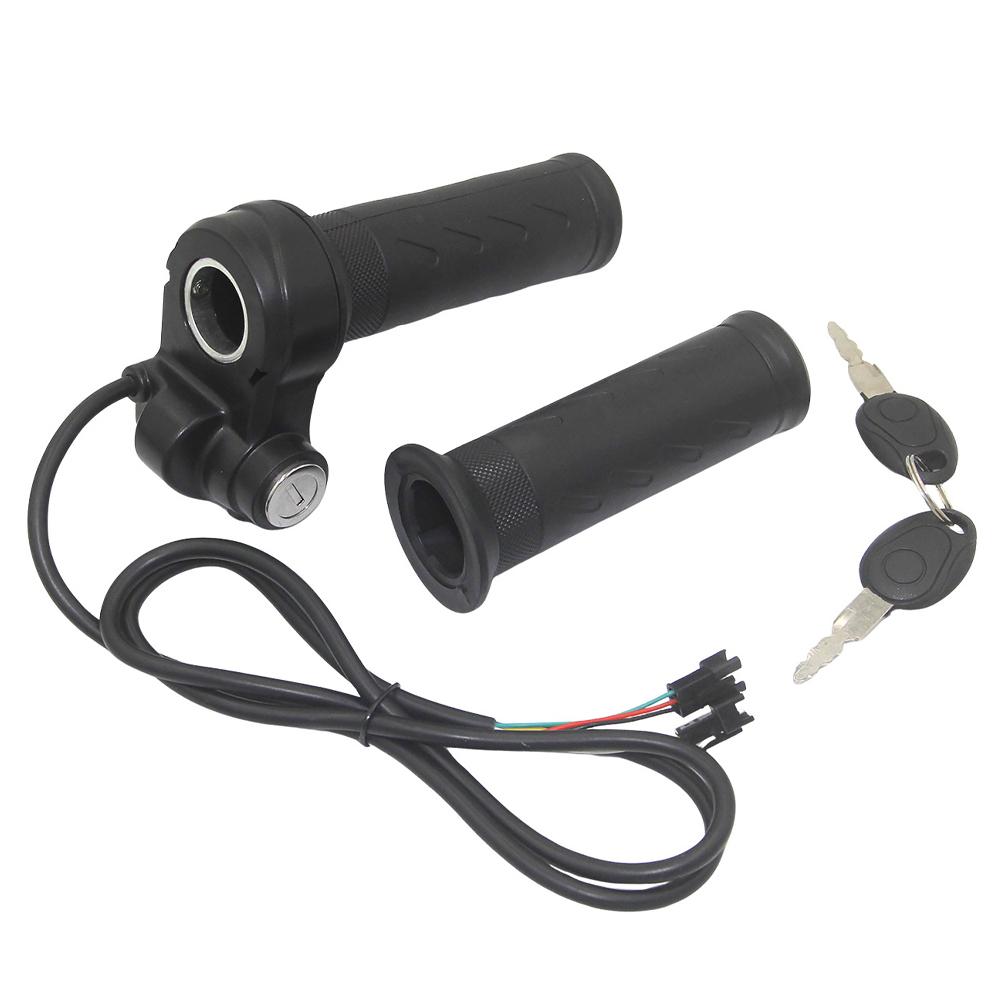 E-Motorcycle Throttle Grip Universal Electric Bicycle Scooter Wire Twist Throttle Grip with 2 Keys Waterproof Speed Controller