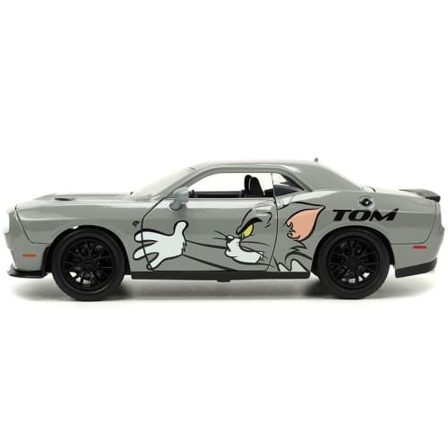JADA TOYS 1/24 Scale Tom and Jerry Figure & Dodge Challenger Hellcat Hollywood Ride TOM & JERRY 33722