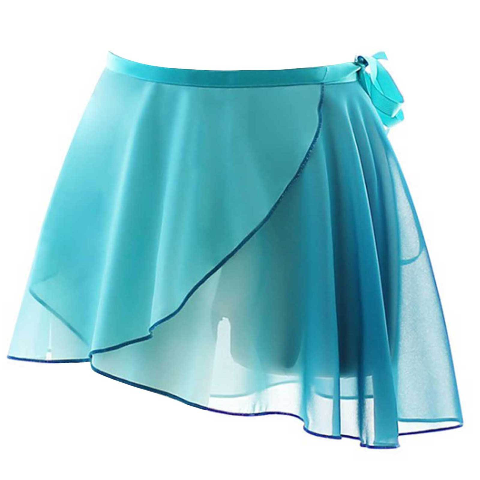 

Womens Lace-up Gradient Chiffon Wrap Skirt Ballet Dance Training Gymnastics Performance Asymmetric Mini Skirt One Size