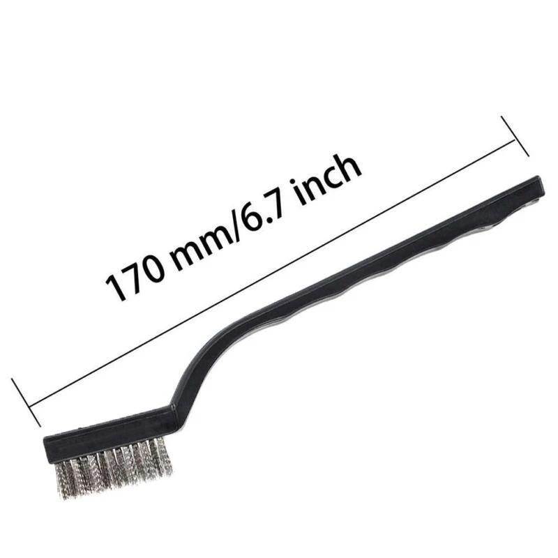 6pc set Small Wire Brushes Cleaning Brushes For Mechanical Part Derusting Remove Paint Accessories 17cmx1cm Stainless Steel Wire