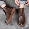 Men's High Top Leather Shoes Classic Street Style Motorcycle Boots Leisure Walk Male Mid-Calf Boots Outdoor Versatile Men Botas