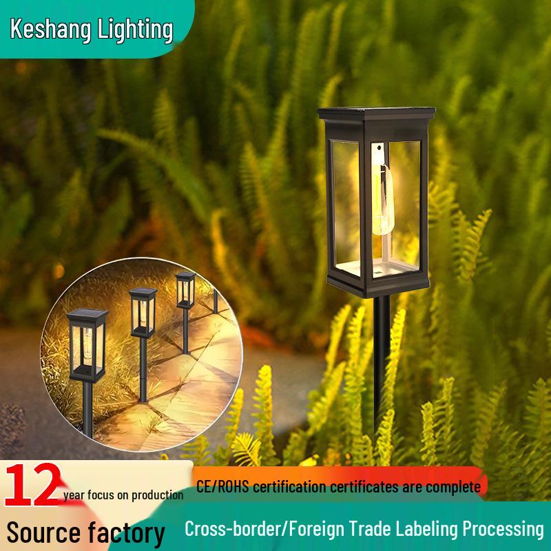 Solar Courtyard Landscape Light - Waterproof Outdoor Garden Atmosphere Light with Ground Insert. Round Tungsten Filament