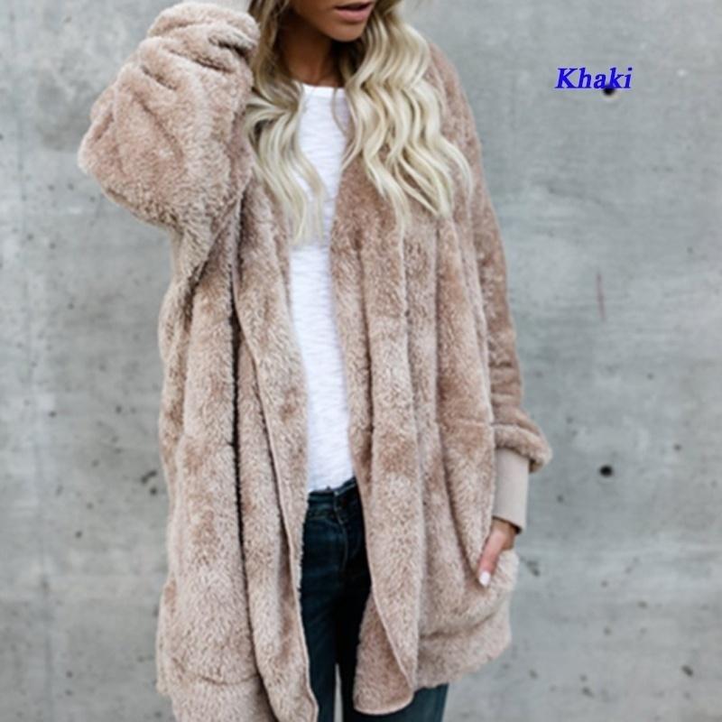 

Зимние женские теплые однотонные кардиганы с капюшоном, пальто, вязаные свитера с длинными рукавами, куртки, свободный кардиган из искусственного меха, пальто, куртка с капюшоном, верхняя одежда, пальто XXXXXL хаки