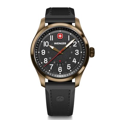 TERRAGRAPH Bronze PVD Stainless Steel Case Black Black Silicone Quartz 100m Water Gift Idea Men's Watch, (316L), Dial, Strap, Movement,