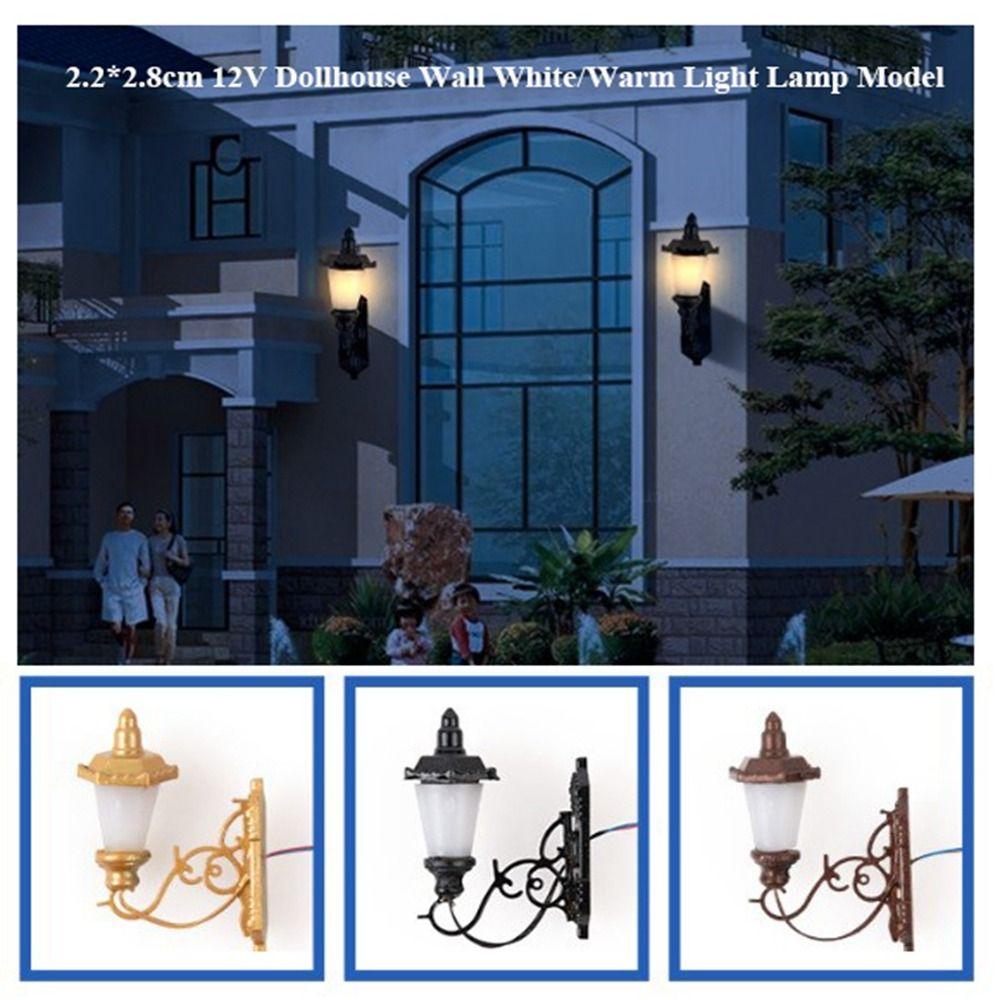 2.2*2.8cm White/Warm Light Model ABS Metal Material Sand Table Chandelier New Dollhouse Wall Lamp
