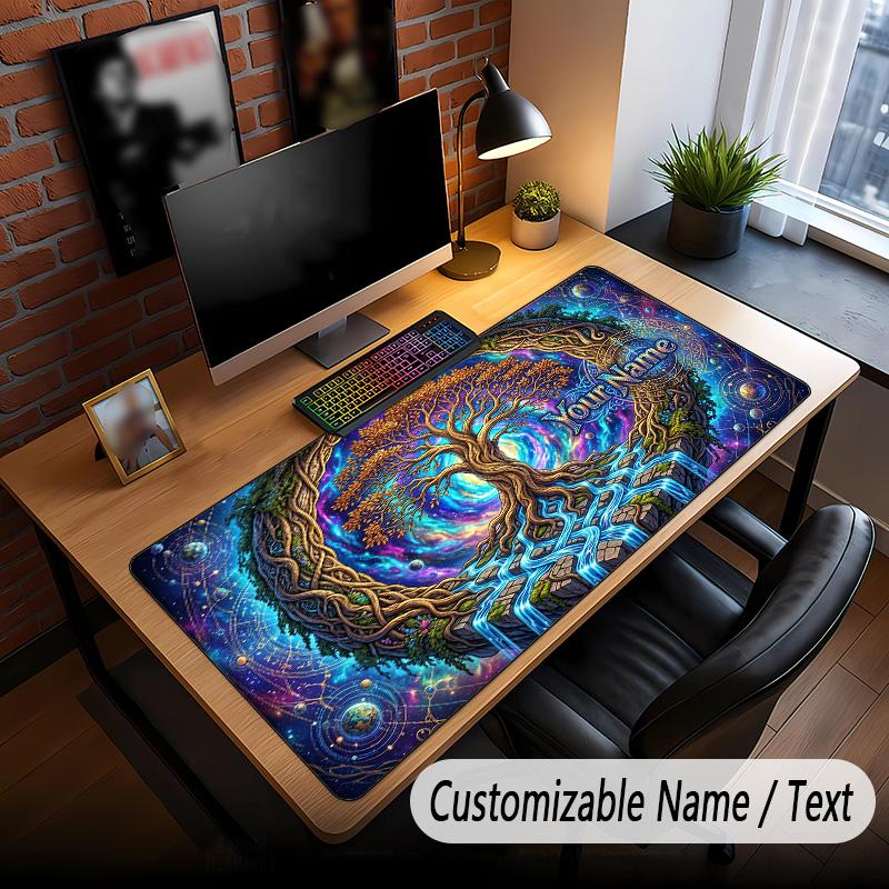 Tree of Life Theme Custom Mouse Pad Personalized With Name Text Customized Desk Mat For Office Home Decor