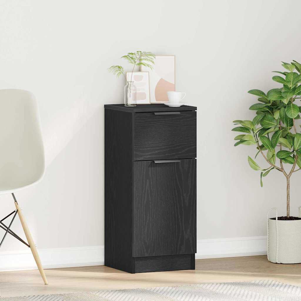 Schwarzer Flur-Beistellschrank, dekorativer Aufbewahrungs- und Ordnungsschrank, Sofabeistellschrank mit Schublade, 30x30x70 cm