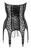 Noir - Sexy Leopard Print Corset with 6 Suspenders Black S