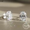 Effie Queen 100% 925 Sterling Silver 1/2/3CT Oval Shaped Moissanite Diamond Stud Earrings Wedding Party Ideal Jewelry Gift MOE02