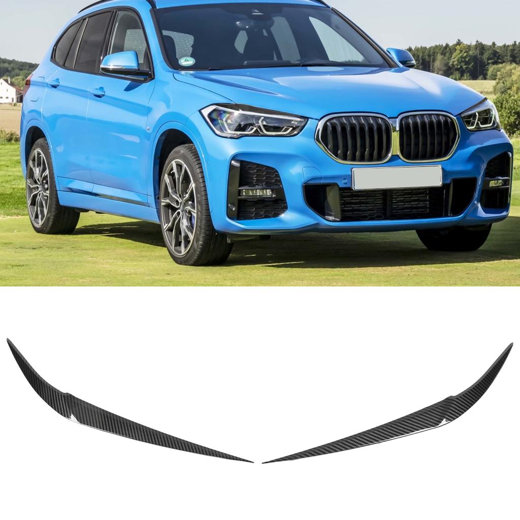 Pair Car Hdlight Eyebrows Front Left Right Trim Exterior Decoration Replacement for X1 F48 2015+(Carbon     )