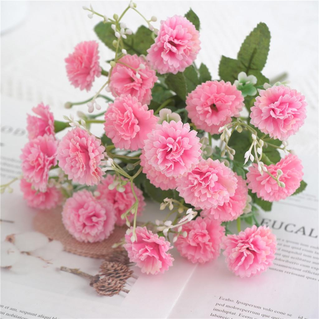 1pc Artificial Fake Floral Carnation Bouquet Silk Flowers Arrangement Home Party Wreath Wedding Tabletop Vase Decoration