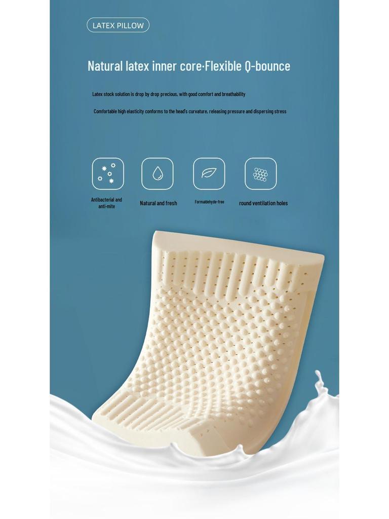 Thailand Natural Latex Neck Massage Pillow - Breathable, Cooling, and Supportive for Adults and Students