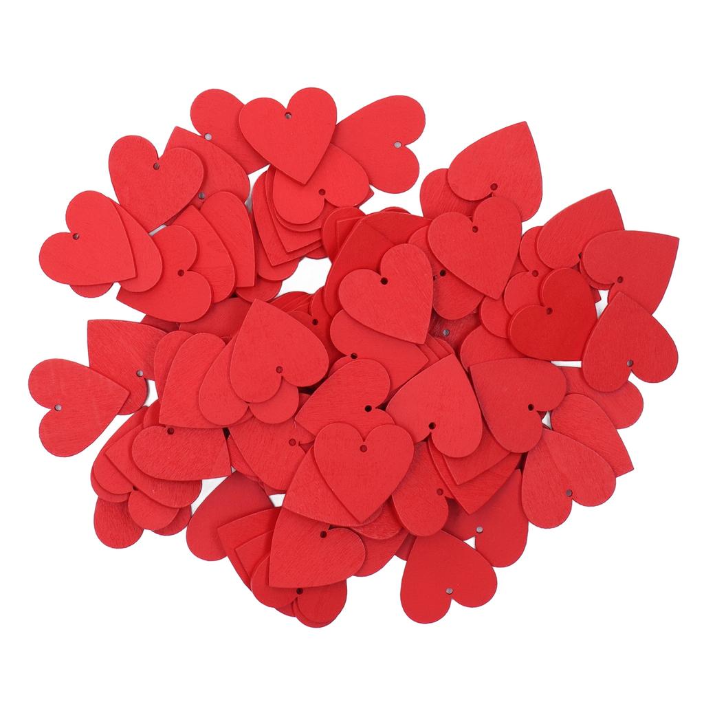 100Pcs Wooden Hearts Blank Glossy Surface Durable Eco Friendly Wide Application Wooden Tags for DIY Gifts Craft