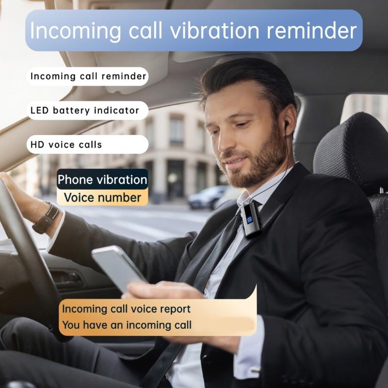 Wireless Bluetooth-compatible 6.0 Lavalier Headset Featuring 30 Hours Call Time 50 Hours Music Playbacks Vibration Alert for Business