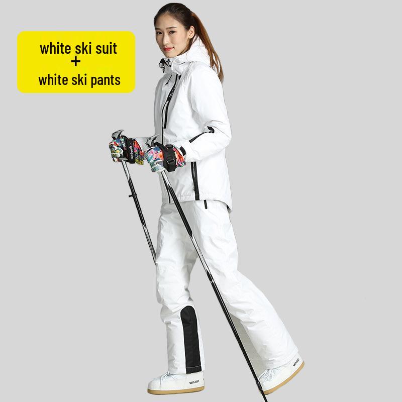 

Трансграничный водонепроницаемый дышащий комплект лыжного полукомбинезона цвета снежной белизны для мужчин и женщин 36 (M)