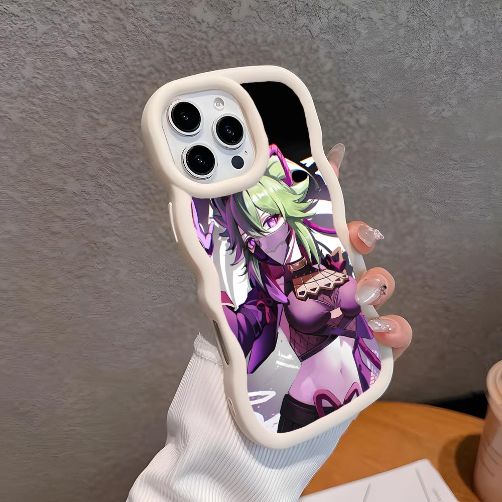 Spiel GI Kuki Shinobu Handyhülle für iPhone 17 16 15 14 13 12 11 Air Pro Max Plus Wellige Kante TPU Bunte Hülle Smartphone