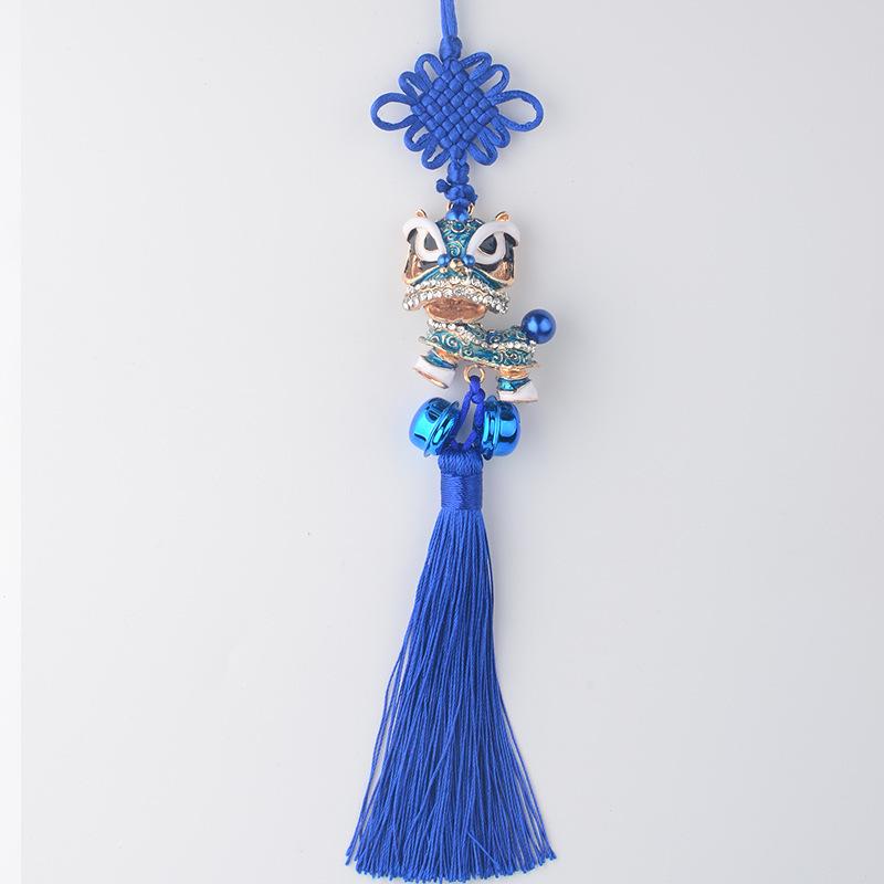 Lion Dance Car Pendant Ornament - Peace Amulet with Hanging Tassel