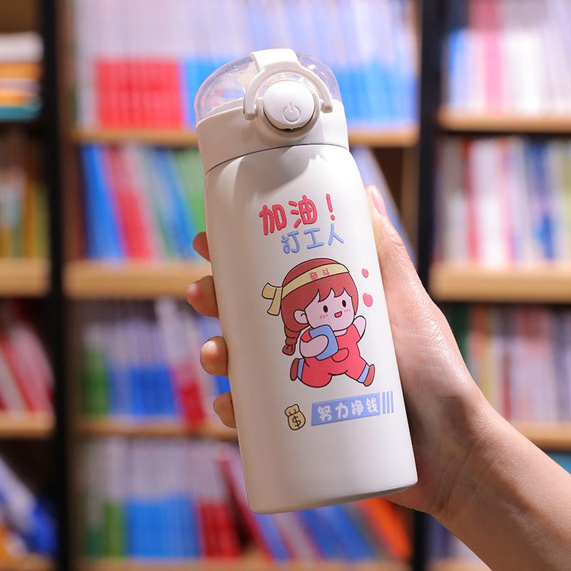 304 Stainless Steel Vacuum Cup Children's Straw Bounce Men's and Women's Student Portable Vacuum Insulated Water Cup
