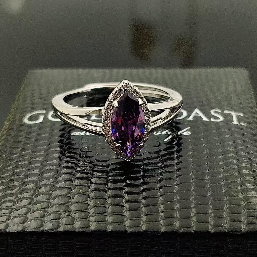 Horse Eye Ring Inlaid With Imitation Amethyst Topaz Colored Treasure Multi-Colored Garnet Live Women'S Ring