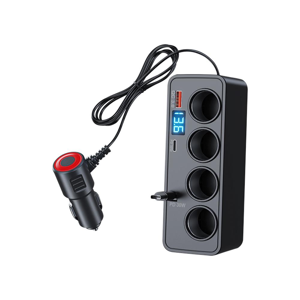 Quick Charge Multifunctional Car Digital Display Vehicle Charger Fast Charging Cable Auto Charger Adapter USB Fast Charging Universal QC3.0+PD TypeC