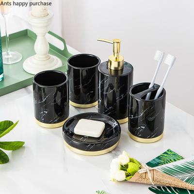 Ceramics Bathroom Set Toiletries Mouth Cup Toothbrush Holder Soap Dish Lotion Bottle Aromatherapy Bottle Bathroom Five Piece Set