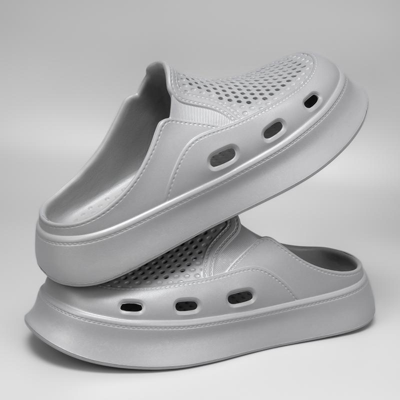 Summer Men's Slippers Outdoor Breathable Beach Sandals Platform Half Slippers Lightweight Soft Men Flip-flops Women Garden Shoes