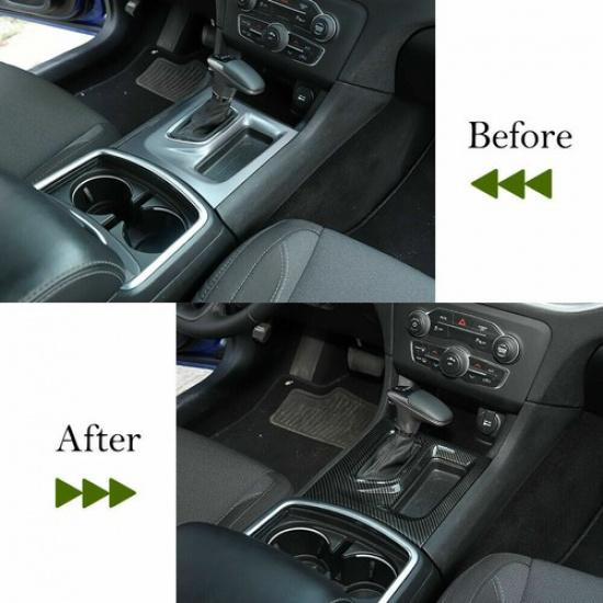 Schalthebelblende passend für Dodge Charger 2015- Schwarze Kohlefaser