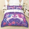3-Piece Set Of Dreamy Unicorn Print 1 Down Duvet Cover+2 Pillowcases No Core. Soft And Comfortable Machine Washable