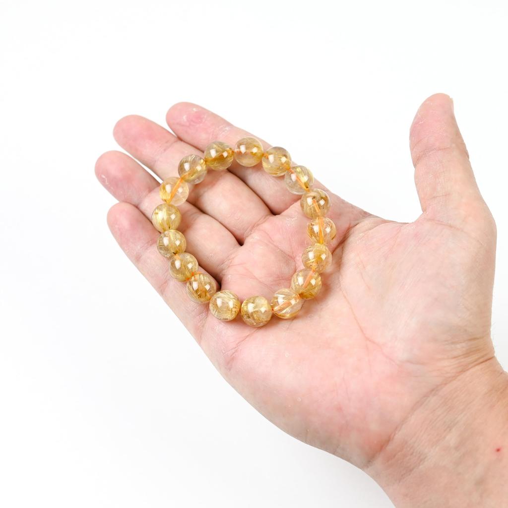 Jewelry Town Shosenkyo Rutilated Quartz 13mm 18cm Inner Power Stone for Good Fortune and Career [Eigado] Bracelet, Beads, Diameter,