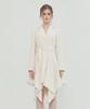 Monophobia Asymmetrical Dress With Square Cutting Drape Ivory